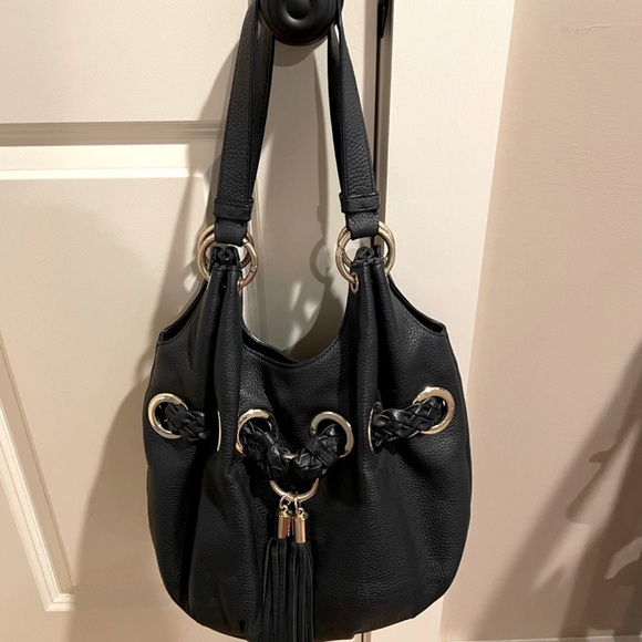Michael Kors Handbags - Michael Kors black leather hobo with tassel LIKE NEW